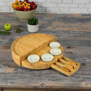 Ensemble de planche à <span class=keywords><strong>charcuterie</strong></span> en bambou moderne de style écologique planche à fromage ronde pour les vacances de Noël en plein air en stock en gros - Product Image 6