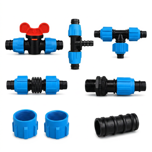 Connecteurs de tuyau d'arrosage en plastique vierge bleu 25 mm à raccord cannelé certifiés ISO, connexion coudée robuste pour l'irrigation agricole - Product Image 1