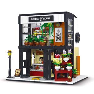 Flower Language Coffee Shop <b>Building</b> <b>Block</b> Toy with Lights Plastic Ages 10+ Assembly Model 1454 Pieces - Product Image 1