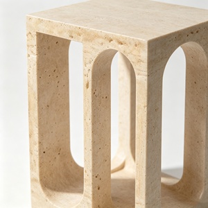 Mesa de Trabajo Pequeña Multifuncional de Lujo Nórdico, Piedra Natural, Diseño de Arco de Travertino, Mármol - Product Image 2