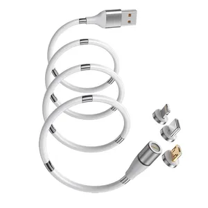 新设计磁铁环数据USB电缆易线圈磁性3合1连接器HDPE标准微型Usb库存Rohs Xo微型充电器