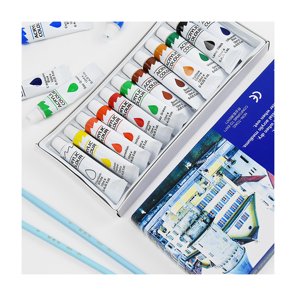 Нетоксичный оптом художник набор для рисования 18 видов цветов акриловый набор в картонной коробке