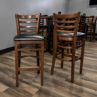 Chaises de bar en bois avec assise rembourrée en cuir PU, tabourets de comptoir en bois massif pour restaurant, café, pub, mobilier