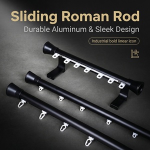 FEIYANG Nouveau style Ensemble de tringle <span class=keywords><strong>à</strong></span> rideau coulissante noire avec anneaux pour la maison et le bureau, en aluminium - Product Image 6