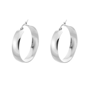 Minimal Round Hoop <b>Earrings</b> Stainless Steel Smooth Wide Curved Surface Metal Texture <b>Fashion</b> <b>Earrings</b> Wholesale Bulk - Product Image 5