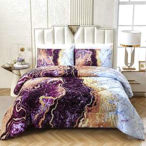 Ensemble de couettes en marbre aquarelle de lave volcanique en microfibre ultra douce 3 pièces tissé floral vert pour toutes les saisons 7 pièces de Noël - Product Image 2