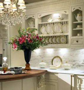 Luxury Clive Christian Style Kitchen With Solid Wood White Cabinets Customized Kitchen Cabinet