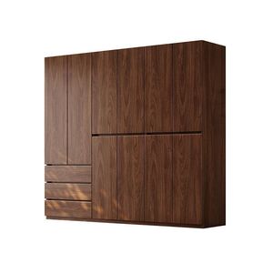 Armoire en bois massif noyer noir, grand meuble de rangement pour chambre à coucher, usage domestique - Product Image 5
