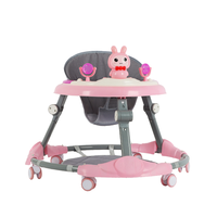 Vente en gros, trotteur de bébé de haute qualité, mignon de dessin animé, pivotant, 6 roues, multifonctionnel, apprendre en plastique, trotteur de bébé 4 en 1 avec musique