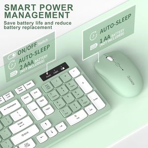 Combo clavier et souris sans fil Reccazr, clavier silencieux pleine taille, souris réglable DPI, récepteur USB 2,4 GHz, léger, résistant aux déversements - Product Image 5