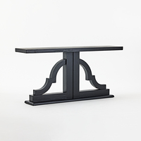 Table console en bois de pin recyclé noir brossé mat de style classique Tables console modernes Meubles de salon