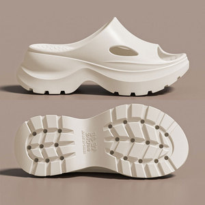 Sandalias de Plataforma EVA Blancas con Suela de 7 cm, Sandalias de Tacón Cómodas para el Verano - Product Image 1