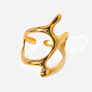 Geometric <b>Opening</b> <b>Ring</b> 18k Gold Plated Titanium Steel Unisex Fashion Jewelry Gift - Product Image 1