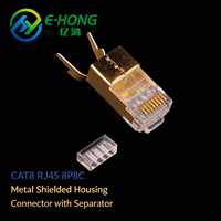 E-HONG CAT8 RJ45 8P8C Connecteur Modulaire Blindé en Alliage de Zinc avec Coque Dorée 40 Gbit/s pour Réseau