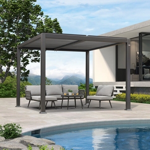 Gazebo pérgola motorizada de alta calidad, <span class=keywords><strong>techo</strong></span> con luvered, 3x3, <span class=keywords><strong>4x3</strong></span>, Oem, impermeable, construcción de jardín, pérgola bioclimática de aluminio para exteriores - Product Image 4