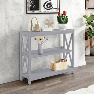 Mesa de consola gris acentuada de alta calidad, mesa de sofá estrecha de 3 niveles, estante de almacenamiento, mesa de vestíbulo, muebles para entrada - Product Image 1