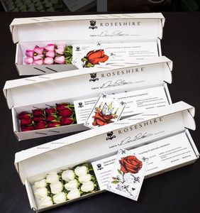 白色黑色长柄玫瑰纸板礼品盒鲜花包装 - Product Image 4