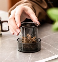 Bouilloire à thé en verre créative résistant à la chaleur anti-déflagrant Portable 400ml Pot séparateur d'eau à thé filtré avec manche en bois