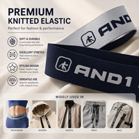 Bande élastique jacquard Aoya 50 mm de large en polyester/nylon, couleur unie, inspection qualité stricte, conception personnalisée sur mesure, utilisation pour vêtements, longue.