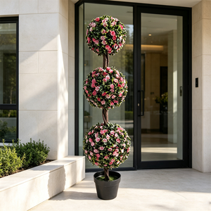 Arbre topiaire artificiel en buis à trois boules, plante verte artificielle en pot à trois sphères pour la décoration extérieure <span class=keywords><strong>de</strong></span> jardin, <span class=keywords><strong>de</strong></span> paysage et <span class=keywords><strong>de</strong></span> patio, OEM - Product Image 2