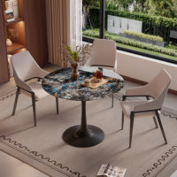 Table de négociation ronde en marbre de petite taille pour la réception des invités, les réunions d'affaires, le café, le balcon, le bureau des ventes - Design de luxe