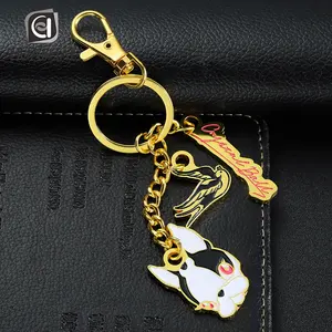 Tùy Chỉnh Mạ Vàng Dập Nổi Dog Bird Tag Logo Men Động Vật Kim Loại Keychain