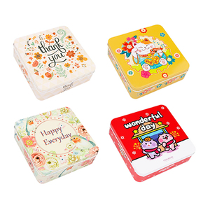 Bán buôn tùy chỉnh in 170*170*56 Mét tinplate container tins thực phẩm quà tặng kim loại có thể sô cô la Cookies Biscuit vuông hộp thiếc - Product Image 2