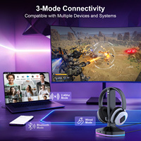 Casque de jeu RGB avec station de charge par contact, chargement automatique via les broches Pogo, tri-mode BT5.3/2.4G/3.5mm, micro ENC pour PS5 PC