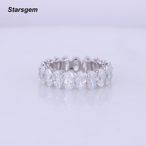 Anillo de Plata de Ley 925 con Diamante de Laboratorio en Forma Ovalada Starsgem, Anillo de Boda con Diamante de Laboratorio DEF VS - Product Image 1
