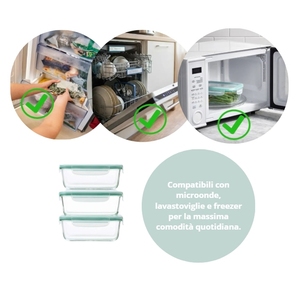 ภาชนะแก้วบอโรซิลิเกตขนาด 16x5 ซม. พร้อมฝาปิดสุญญากาศ ซิลิโคนกันรั่ว ชุดเก็บอาหาร 3 ชิ้น - Product Image 4