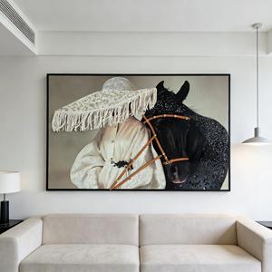 لوحة فنية جدارية لفتاة جميلة، تصميم فاخر من البورسلين الكريستالي - Product Image 1