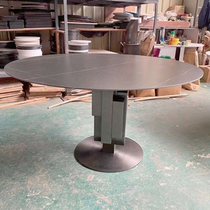 Nouveau design <span class=keywords><strong>de</strong></span> meubles <span class=keywords><strong>de</strong></span> cuisine JS D30, <span class=keywords><strong>table</strong></span> <span class=keywords><strong>de</strong></span> salle à manger <span class=keywords><strong>de</strong></span> style industriel avec base <span class=keywords><strong>en</strong></span> métal noir, <span class=keywords><strong>table</strong></span> ronde <span class=keywords><strong>en</strong></span> pierre pour hôtel - Product Image 3