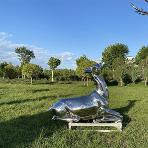 Escultura Abstracta de Ciervo en Acero Inoxidable, para Montar en el Suelo, Hecha a Mano, Pieza de Arte Decorativa para Exteriores - Product Image 4