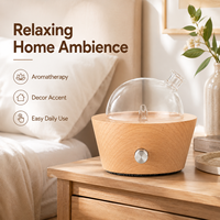Diffuseur d'arômes haut de gamme avec couvercle en verre et bouton de commande en bois naturel pour la maison, le spa, l'hôtel, la chambre et le salon
