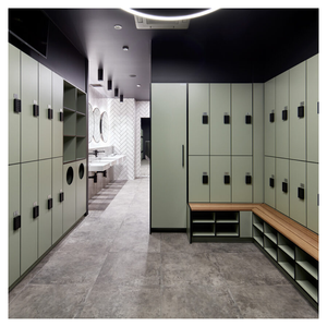 Armoire de rangement à panneaux solides avec compartiment verrouillable intégré au banc, idéale pour la rénovation des vestiaires des clubs sportifs et des écoles - Product Image 6