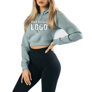 Sudadera con Capucha Deportiva Personalizada para Mujer, Venta al por Mayor, OEM, con Capucha, para Yoga, Deporte, Corta - Product Image 2