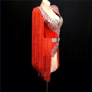 Traje de una pieza moderno para mujer, para discoteca, presentadora, pasarela, Gogo, con borlas, cosido a mano, de poliéster/raion, para escenario. - Product Image 5