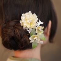 Jepit Rambut Gaya Cina Retro Motif Bunga, Sisir Pan Alloy Empat Gigi, Jepit Rambut Mutiara Bunga dengan Liontin Rumbai, Perhiasan Jepit Rambut