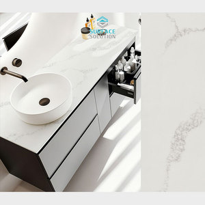 ขายส่ง ท็อปเคาน์เตอร์ห้องน้ำหินอ่อนเทียมสีขาว แบบกำหนดเอง ผลิตจากวัสดุคอมโพสิต คอเรียน อะคริลิก โซลิด เซอร์เฟซ - Product Image 2