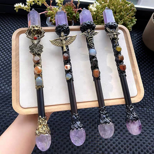 Varita Mágica <span class=keywords><strong>de</strong></span> Bruja <span class=keywords><strong>de</strong></span> Cristal <span class=keywords><strong>de</strong></span> Cuarzo Amatista Natural, Escultura <span class=keywords><strong>de</strong></span> <span class=keywords><strong>Película</strong></span> Hecha a Mano, para Decoración del Hogar - Product Image 6