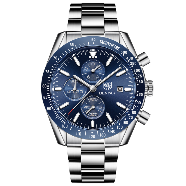 Original Benyar 5140 Analog Silicon Strap Wristwatch for Men Chronograph Quartz Watch Private Label Men Wrist Watches