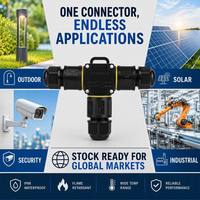 Connecteur étanche IP68 M684-T sans vis, 3 voies, 2 broches, 3 broches, en forme de T, avec nylon pour systèmes solaires, de sécurité et industriels