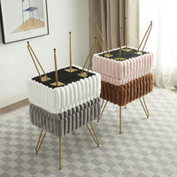 Pouf carré en tissu velours haut de gamme, idéal pour salon et dressing, avec rangement intégré, en gros à prix abordable