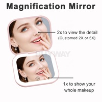 Miroir de maquillage LED portable pliable, écran tactile intelligent, rechargeable, avec logo personnalisé, miroir de poche LED