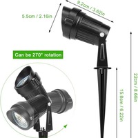 DC 12V extérieur IP65 jardin LED étanche arbre projecteur basse tension 5W Cob coudé 60 faisceaux prise de terre en alliage d'aluminium 2700K Ra80