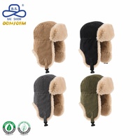 Gorro de Pana Personalizado OEM con Orejeras Forradas de Piel Sintética, Gorra de Aviador de Invierno con Broche a Presión, Unisex, Venta al por Mayor, 4 Colores