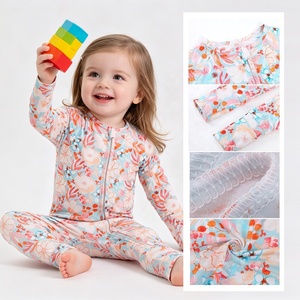 Mameluco de Manga Larga con Cierre de Cremallera y Diseño a Cuadros para Bebé, Tejido Suave, Elástico y Transpirable, Logotipo Personalizado, Mono para Dormir para Recién Nacidos - Product Image 4