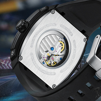 Montre mécanique pour homme Mark Fairwhale, boîtier en métal, bracelet en caoutchouc, cadran multifonction, étanche, chronographe lumineux FW-6002