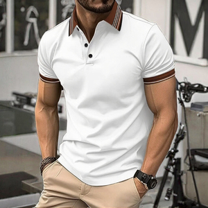 DAN Hommes pour polos N9222-01-08 été Slim Fit col rond T-shirt à manches courtes avec tissu sergé et motif rayé - Product Image 3