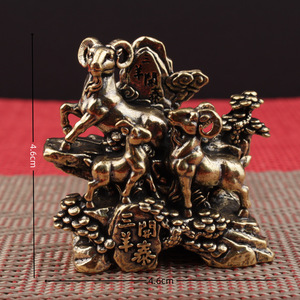 Brass Three Sheep <b>Ornament</b> Home Office Desk Decoration Chinese New Year Gift <b>Small</b> Craft Tea Pet Scenic Pattern - Product Image 2
